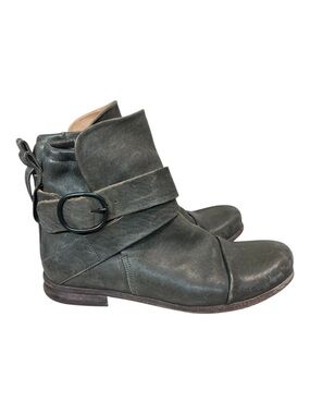 P. Monjo Lexi Gray Leather Ankle Boots Size 37.5 Boho Moto Biker